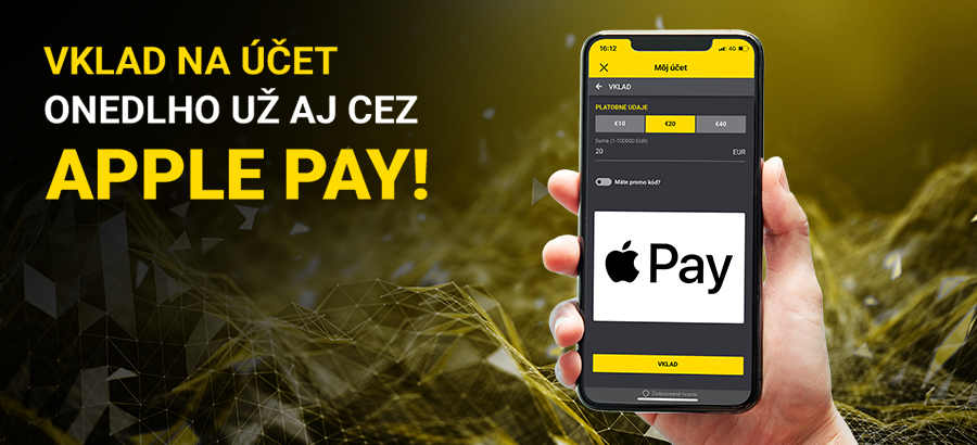 Spúšťame nový spôsob dobíjania hráčskeho konta - Apple Pay!