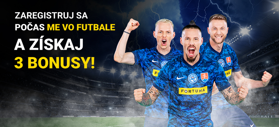Zaregistruj&nbsp;sa počas ME&nbsp;vo&nbsp;futbale a&nbsp;získaj 3&nbsp;bonusy!