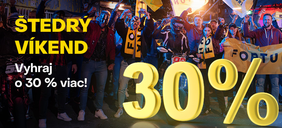 Vyhraj počas Štedrých víkendov s Fortunou až o 30 % viac!